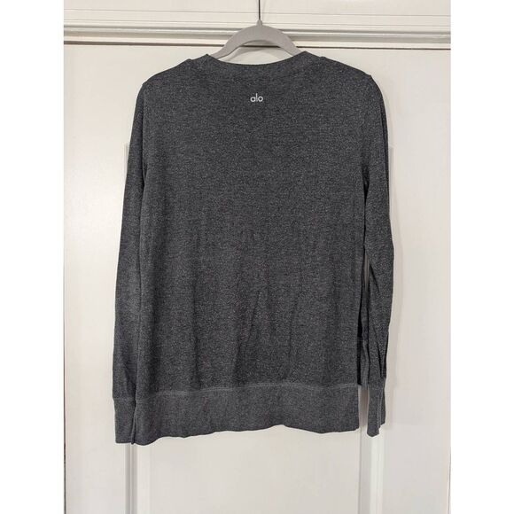 Alo Yoga Glimpse Long Sleeve Top women's gray sweatshirt nubs - Picture 4 of 4